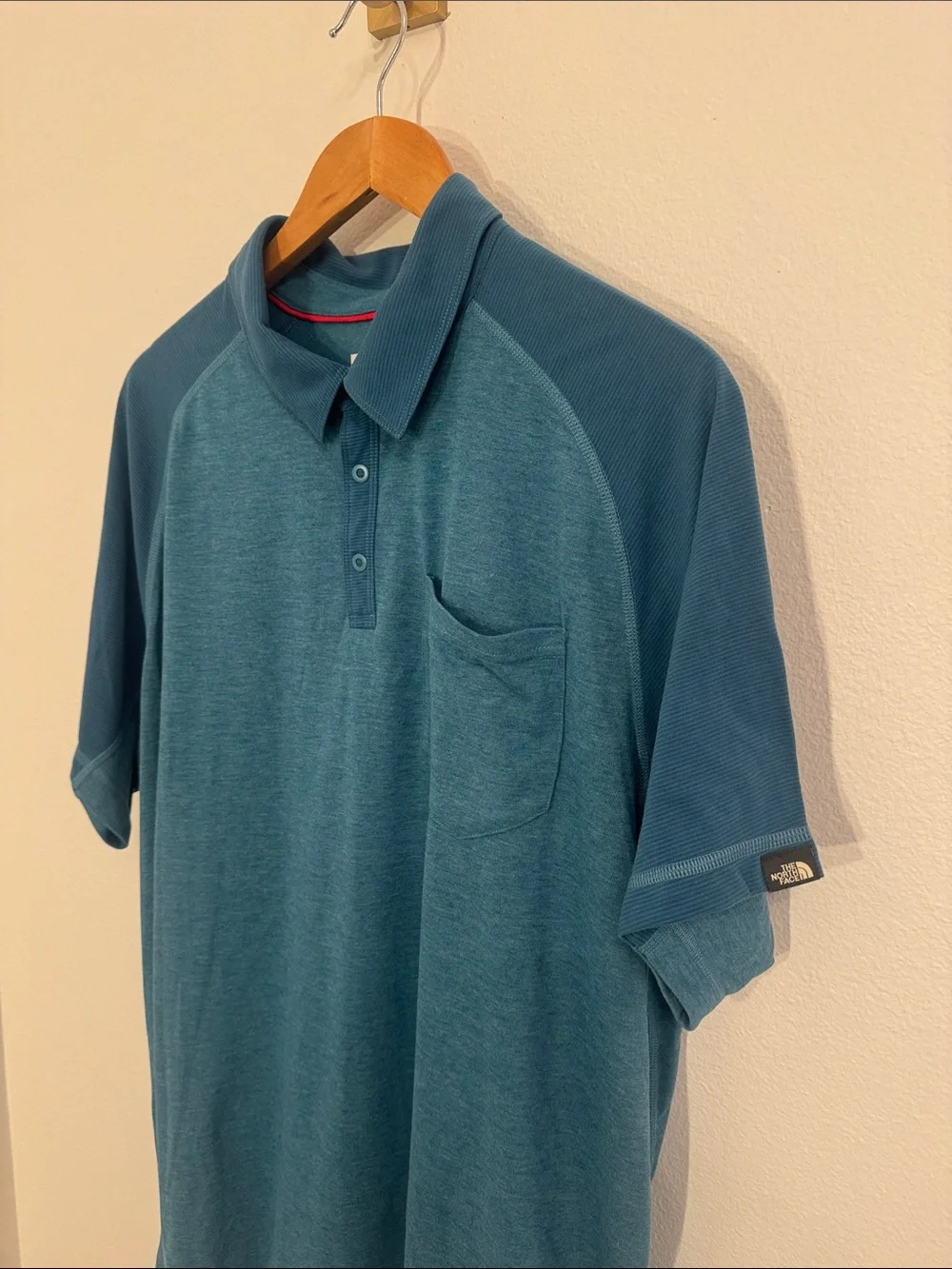 The North Face Dark Teal Flash Dry polo shirt With chest pocket Size XXL